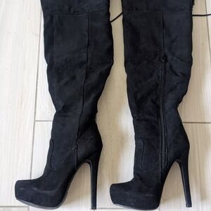 Madison Black Suede Thigh High Boots